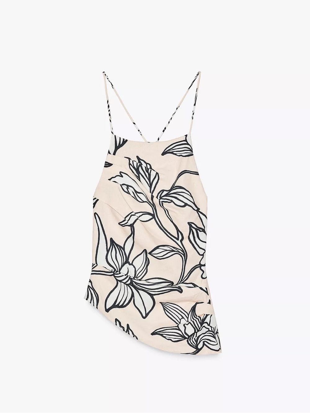 Open back linen asymmetry linen top